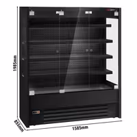 Commercial multideck display fridge - 1585mm - with 3 hinged glass doors & 4 shelves - Black