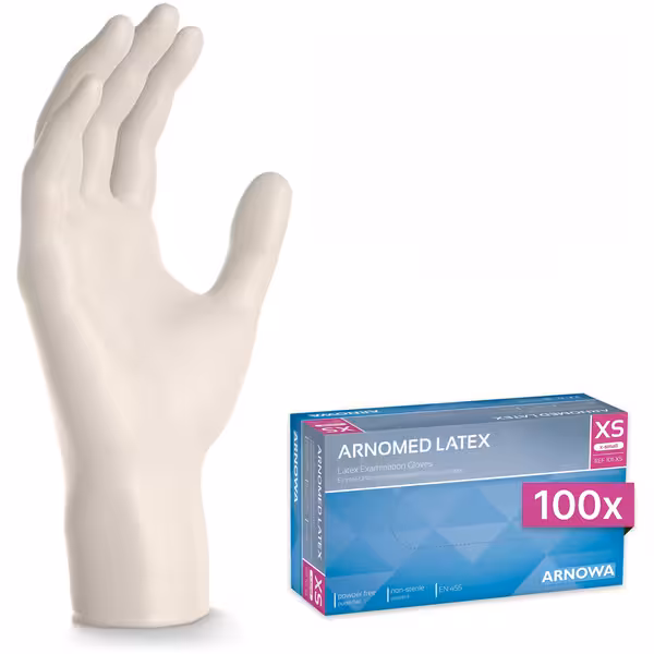(10 komada) ARNOWA | Jednokratne lateks rukavice – 100 komada – Veličina XS – Prirodne