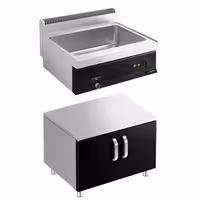Toplovodna kupka električna - 2,4 kW - 2x GN 1/1 ili 4x GN 1/2 - s odvodnim ventilom - na zatvorenom ormariću s 2 vrata
