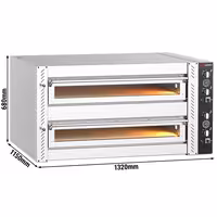 Electric Deck Pizza Oven - Twin Deck - Refractory Stone Deck - 9+9 x Ø 30cm (12") - Mechanical Controls - up to 450°C