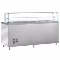 Pult za pripremu salate PREMIUM - 2020 mm - 3 vrata - s ravnom staklenom nadogradnjom za 5x GN 1/1 & 1x GN 2/4 i 1 polica