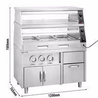 Grijani izložbeni ormar s baznom jedinicom – 1200 mm – 3,5 kW – za 3 GN 1/1 – 2 police – pojedinačno upravljano