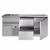 Direct Draw Beer Dispenser / Kegerator 1 Stainless Door + 2 Drawers PREMIUM – 2 sinks left - 1950×700 mm