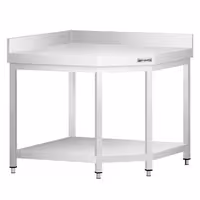 طاولة عمل ستانلس ستيل زاوية PREMIUM - 1000x700mm - مع رف سفلي & حاجز خلفي