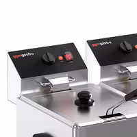 Električna friteza s dva korita - 8+8 L - 6,5 kW - s odvodnom slavinom - stolna
