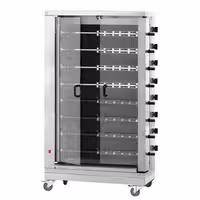 Commercial Electric Chicken Rotisserie Oven - Glass-Ceramic - 38.4kW - with 8 Skewers for up to 48 chickens