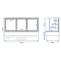 Commercial cake display fridge - 548L - 1915mm - Double glazing - with 3 adjustable shelves - rear sliding doors