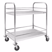 Kolica za posluživanje - 805x460 mm - s 2 polica s ojačanjem s tihim kotačima