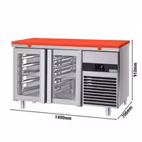 Kontar frijskat premium – 1400 x 700 mm – b'żewġ bibien tal-ħġieġ – inkluż bord aħmar għall-qtugħ