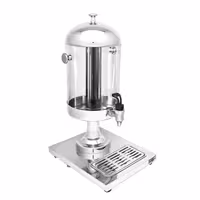 Commercial Juice Dispenser - 1x polycarbonate tank with tap & ice insert - 7.5 Litres - Stainless steel - incl. drip tray & fruit infuser cylinder