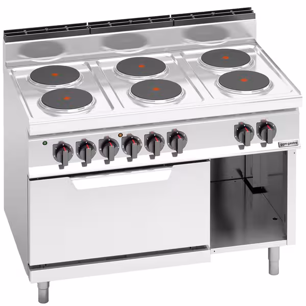 Električni štednjak - Linija 700 - 1200x714x1040 mm - 15,6 kW - 6 ploče - samostojeći - s električnom pećnicom statičnom - 7,5 kW - GN 2/1