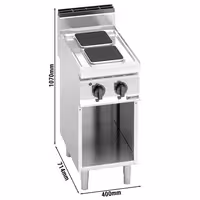 Elektripliit LORENZO 700 - 5,2 kW - 2 plaati ruudukujulised - 400x714x1.070 mm - alusraamiga
