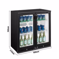 Commercial Back Bar Cooler - 900mm - 220L - with 2 glass hinged doors - Black