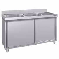 Sudoper s ormarićem ECO - inox - 1600 x 700 mm - sa 2 korita - korita lijevo