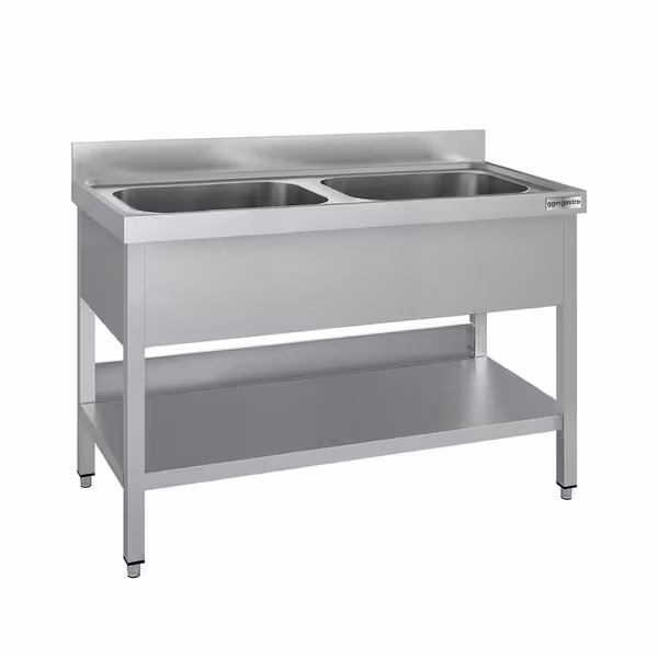 Sudoper ECO - 1200x700 mm - s donjom policom - s 2 koritima - korita sredina - inox
