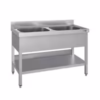 Sudoper ECO - 1200x700 mm - s donjom policom - s 2 koritima - korita sredina - inox