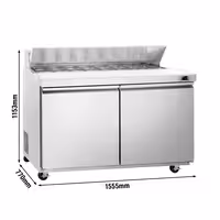 Stół przygotowawczy PREMIUM – 1534 mm – 510 L – z 2 drzwiami – z 16 pojemnikami GN 1/6 – w stylu amerykańskim