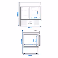 Commercial Pizza Prep Counter - Granite Top PREMIUM - 935x700mm - with 2 glass doors