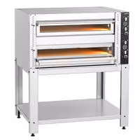 Electric Deck Pizza Oven - Twin Deck - Refractory Stone Deck - 9+9 x Ø 30cm (12") - Mechanical Controls - incl. Base frame