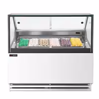 Ice Cream Display Freezer | THEO - 1300mm - Ventilated cooling - with LED lighting - for 6 x 5 litres Napoli pans - White