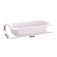 (6 pcs) Melamine Gastronorm Tray GN 1/4 - ECO - White - 1.35L - Depth: 65mm