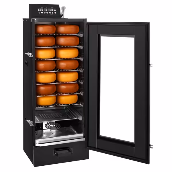 Rūkykla - skaitmeninė - 475x450 mm - su 7 lentynomis ir stiklinėmis durimis - juoda