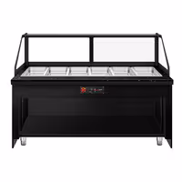 Vetrina calda TORONTO - 2100mm - frontale in legno - per 6x GN 1/1 - piano di lavoro in granito nero