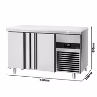 Rashladni pult PREMIUM - 1400x700 mm - 281 l - Bijela - Ventilirano hlađenje - s 2 vrata - uklj. Ploča za rezanje Bijela