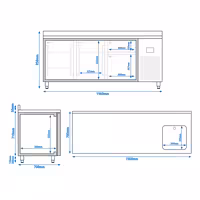 Mostrador refrigerado Premium PLUS - 1960x700mm - de trabajo con fregadero - 465l - refrigeración ventilada - con peto trasero