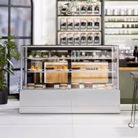 Commercial cake display fridge - Double glazing - square - with 3 adjustable shelves - rear sliding doors - for patisserie - 725L - 1800mm