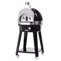 Wood-Fired Pizza Oven - Single Deck - 3 × Ø 30 cm - Black - up to 400°C - with Base frame