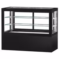 Commercial cake display fridge - 780L - 1610mm - Double glazing - square - black front - with 2 shelves - rear sliding doors - for patisserie - Black
