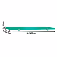 Työtason leikkuulevy - 1400x600 mm - Paksuus: 40 mm - HACCP-yhteensopiva - Polyeteeni (PE500) - Vihreä - Työtason reunastopparilla