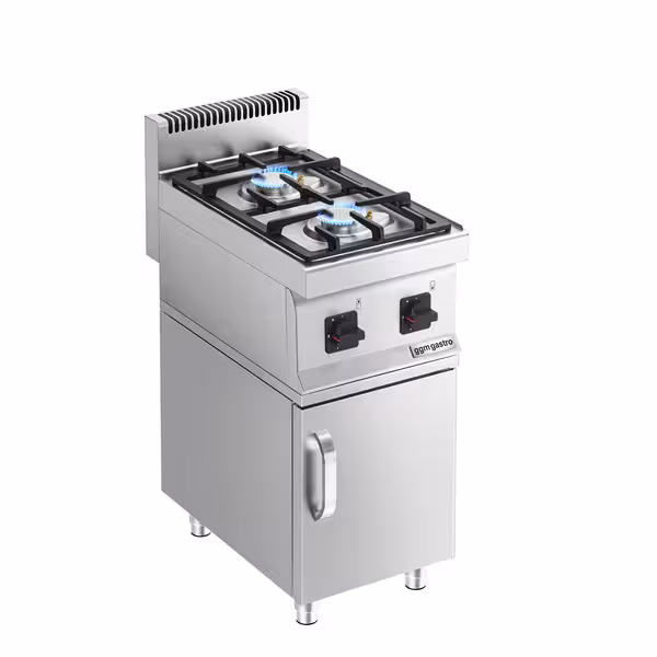 Fogón a gas de sobremesa - 7kW - 2 fuegos - con subestructura con 1 puerta