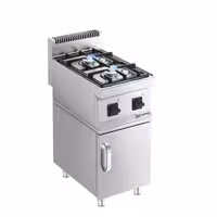 Fogón a gas de sobremesa - 7kW - 2 fuegos - con subestructura con 1 puerta