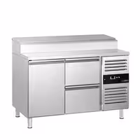 Stół przygotowawczy PREMIUM – 1360 mm – na 7x GN 1/3 – z 1 drzwiami i 2 szufladami