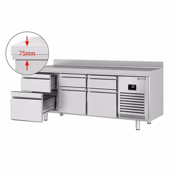 Commercial Counter Fridge PREMIUM PLUS - 1960x600mm - with 6 drawers - with upstand - capacity 385 litres