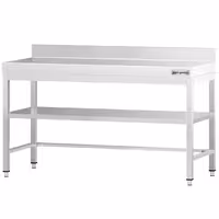 طاولة عمل ستانلس ستيل PREMIUM - 1600x800mm - مع رف سفلي & حاجز خلفي & تدعيم
