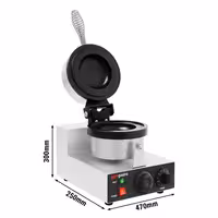 Commercial Waffle Maker - Single - Manual - 1.3kW - Shape: Round - Ø 115mm - plates with Teflon coating