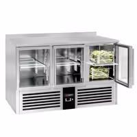 Commercial Counter Fridge PREMIUM - 1370x700mm - glass doors - with upstand - capacity 368 litres