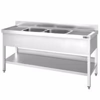 Sudoper PREMIUM - 2000x600 mm - s donjom policom - s 2 koritima - korita sredina - inox