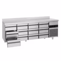 Commercial Counter Fridge PREMIUM - 2330x700mm - with 12 drawers - with upstand - capacity 632 litres