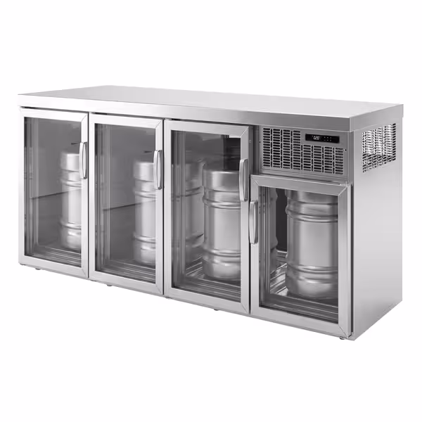 Profesionalni hladnjak za pivske bačve - 4x50 l bačve - 2120 x 600 mm - sa 4 staklena vrata