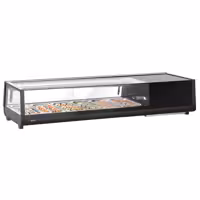 Witryna chłodnicza do sushi – 6x GN 1/3 – od 0 do +12 °C – czarna