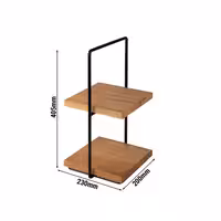 Sunum Standı PERFECTO SMALL - 2 Katlı - Köşeli - Metal Gövde - Meşe Raflı