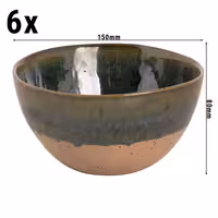 (6 pcs) Dessert Bowl - Wisteria - Stoneware - 800ml - round - Ø 150mm - Green/Beige