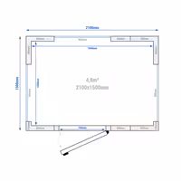 Hűtőkamra - 2100x1500 mm - 4,80 m³ - gépészet nélkül - 3 üvegfallal