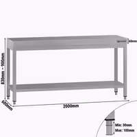 طاولة عمل ستانلس ستيل ECO - 2000x600mm - مع رف سفلي