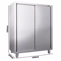 خزانة تخزين من الفولاذ المقاوم للصدأ PREMIUM - 1600x600mm - 2 أبواب منزلقة - الارتفاع: 1800mm