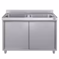 Sudoper s ormarićem ECO - inox - 1600 x 700 mm - sa 2 korita - korita sredina